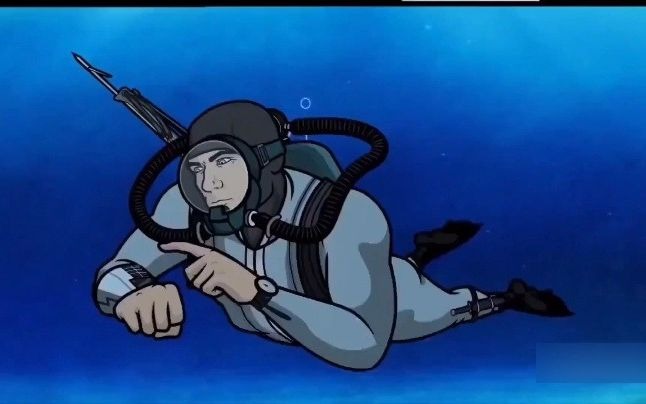 潜水动画片133(帅气的男特工蛙人潜水员渗透的时候被敌方潜水员抓住