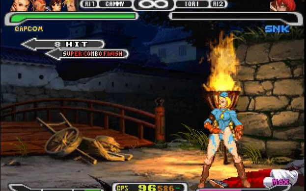 [图]PS1《CAPCOM vs SNK 2000 PRO》(日版)街机模式默认难度春日野樱、嘉米和达尔西姆还有二阶堂红丸一命全胜通关