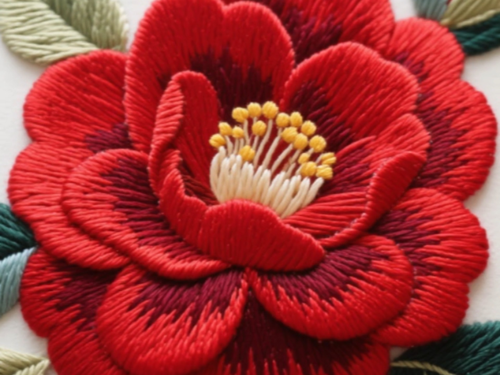 刺绣山茶花中级阶段