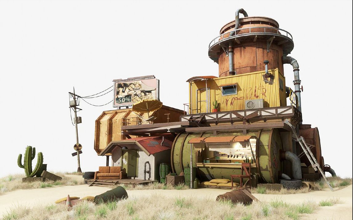 【maya场景建模】次世代朋克风场景制作,标准项目流程讲解