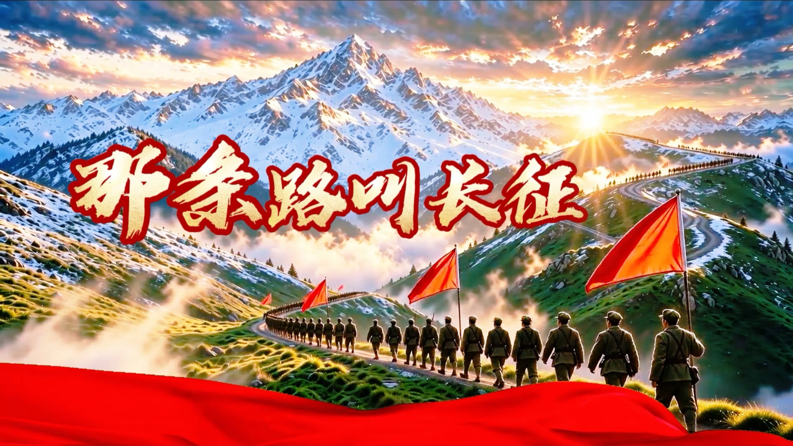 《那条路叫长征》3分钟长征故事演讲文案背景视频素材