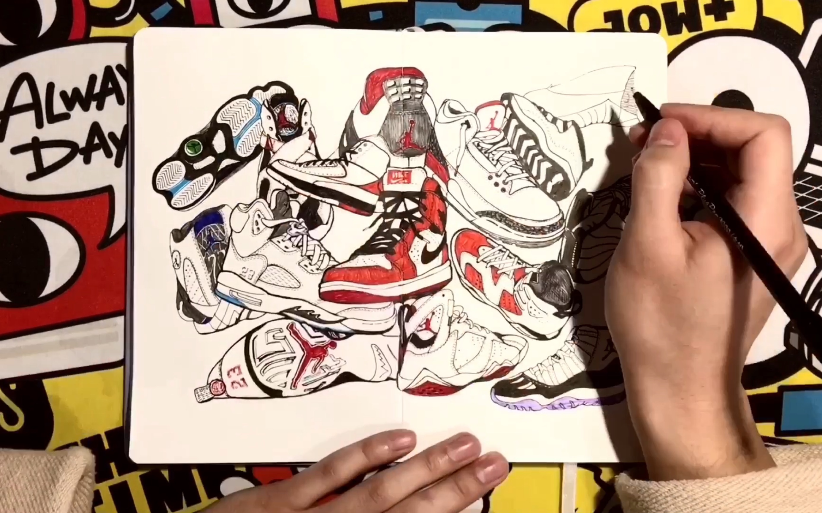【手绘过程】【涂鸦】air jordan