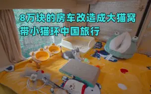 Download Video: 8万块的房车改造成大猫窝！带小猫环中国旅行。小房车竟有2张床。