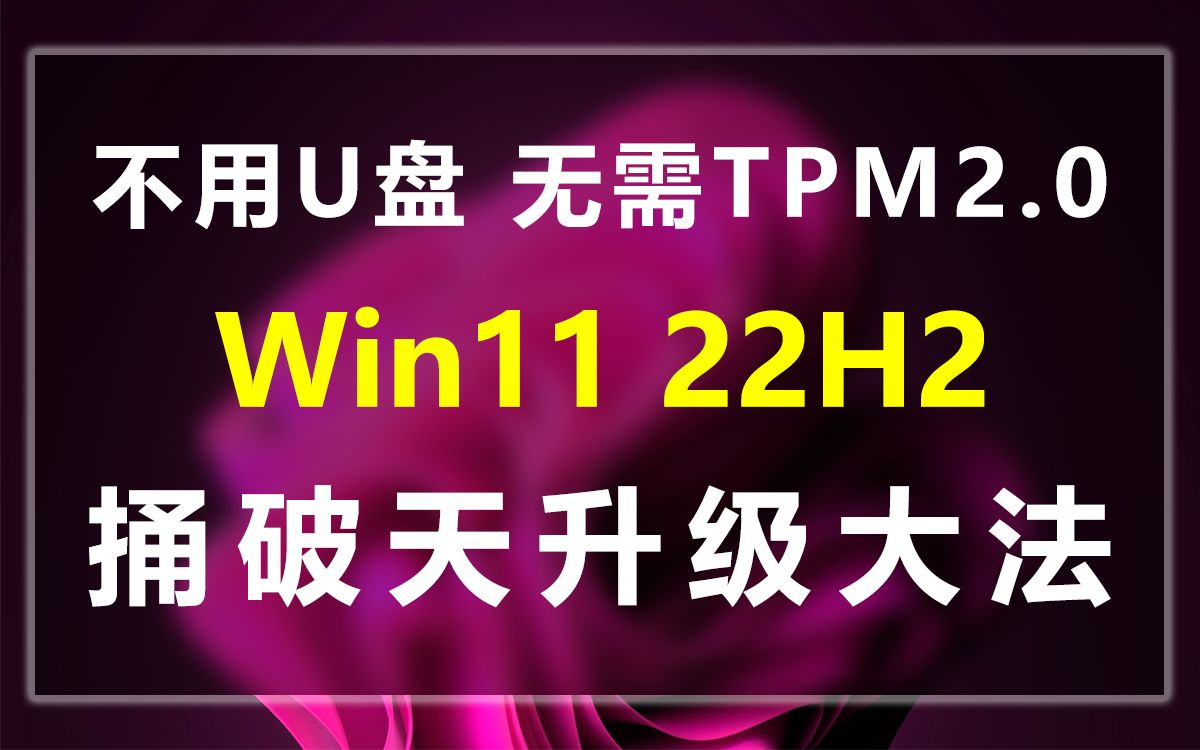 [图]Win11 22H2直升,不用U盘,无需TPM2.0,Win7 Win8 Win10 Win11皆可,可保留原文件及所安装的软件!