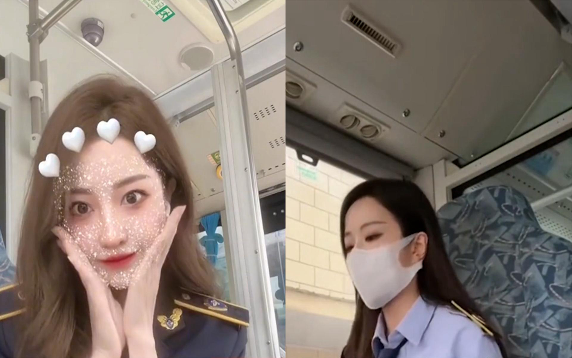 美女公交女司机走红网络,身穿工作服妆容精致,大方回应网友质疑