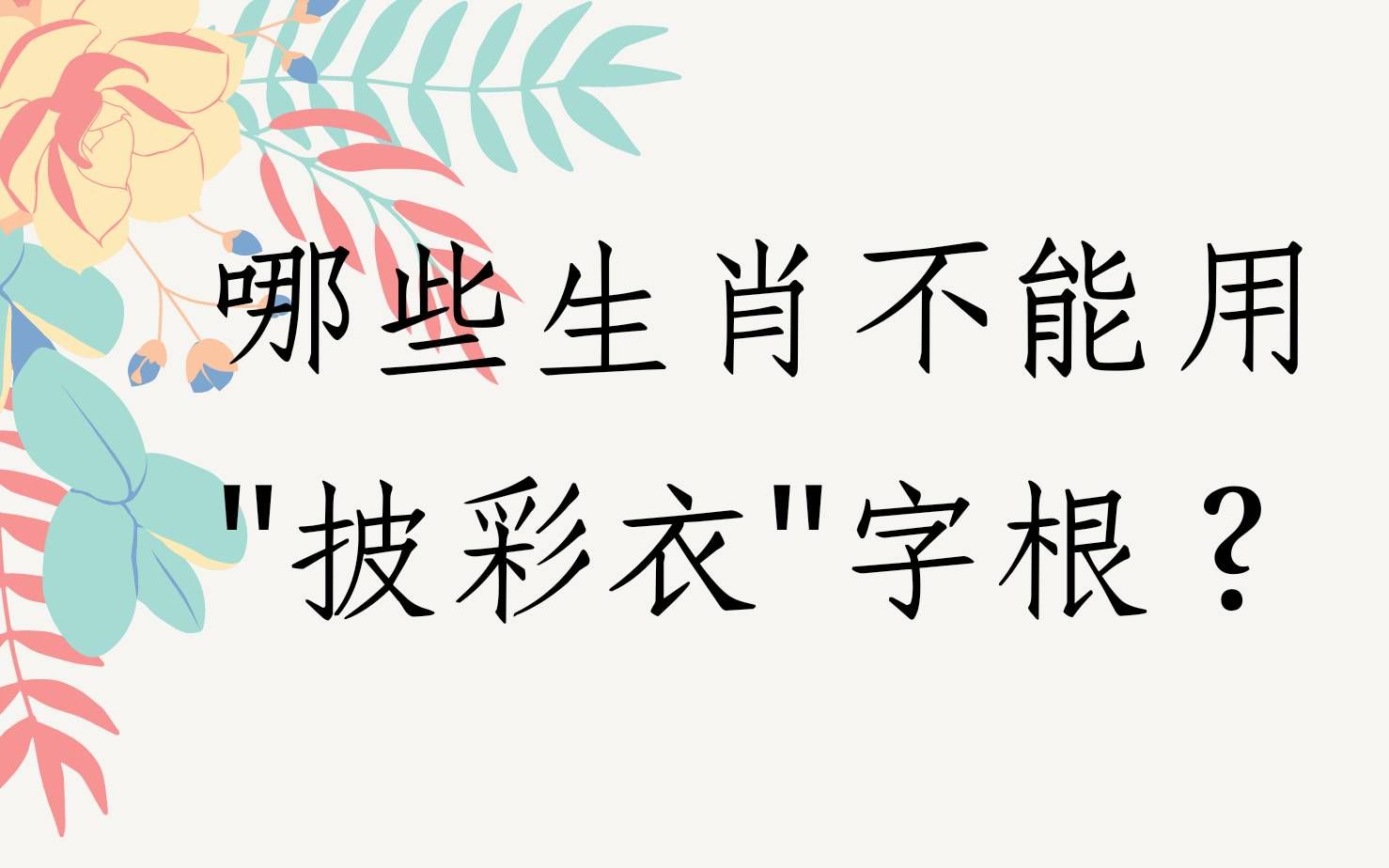 [图]《翁子秀姓名学教室》那些生肖不适合批彩衣字根