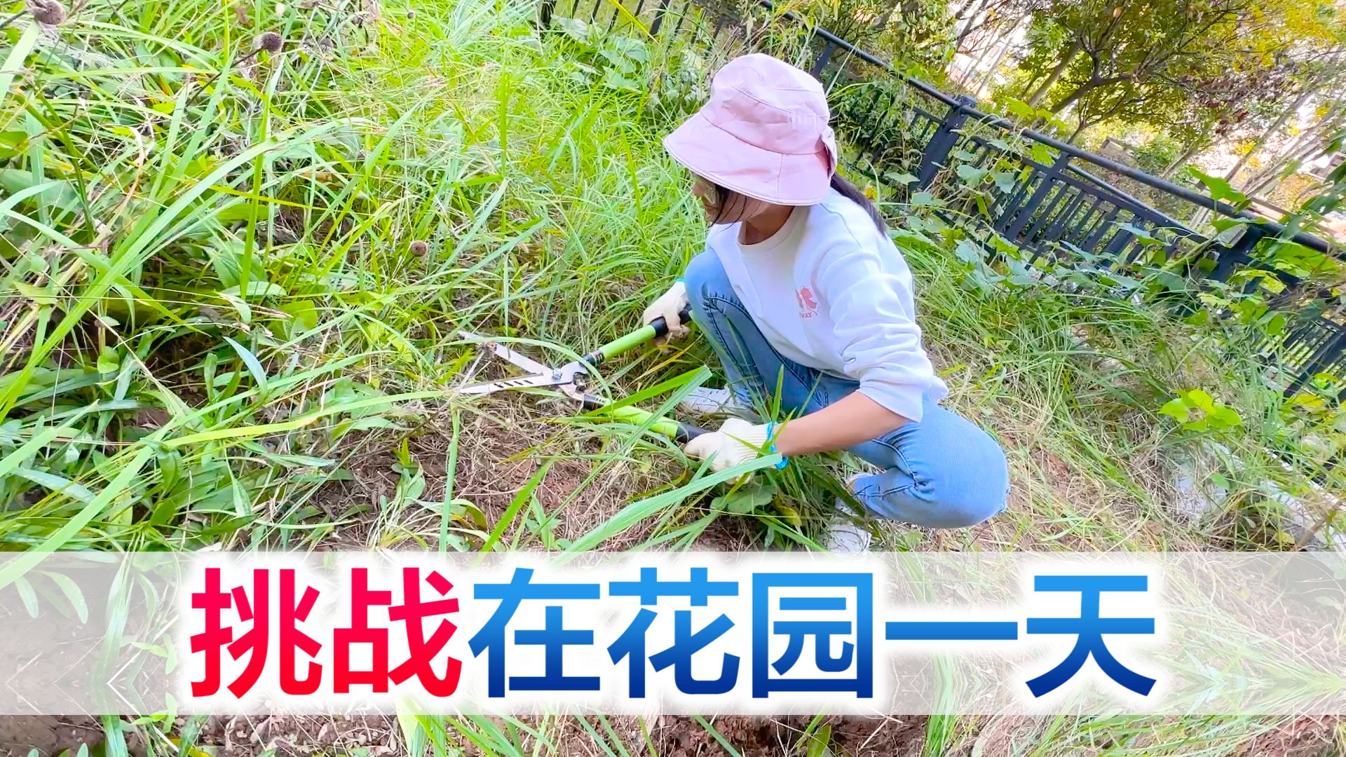 夫妻两人挑战在花园里生活一天,来了就别闲着,劳动起来吧!哔哩哔哩bilibili