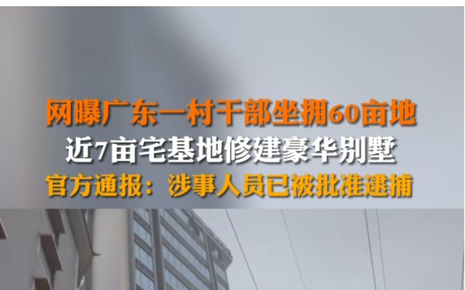 3月2日报道 广东普宁 #村支书坐拥60亩地盖别墅被批捕 40亩地盖高楼、别墅和厂房.官方通报:涉事人员涉嫌非法转让土地使用权罪,已被批准逮捕.哔哩...