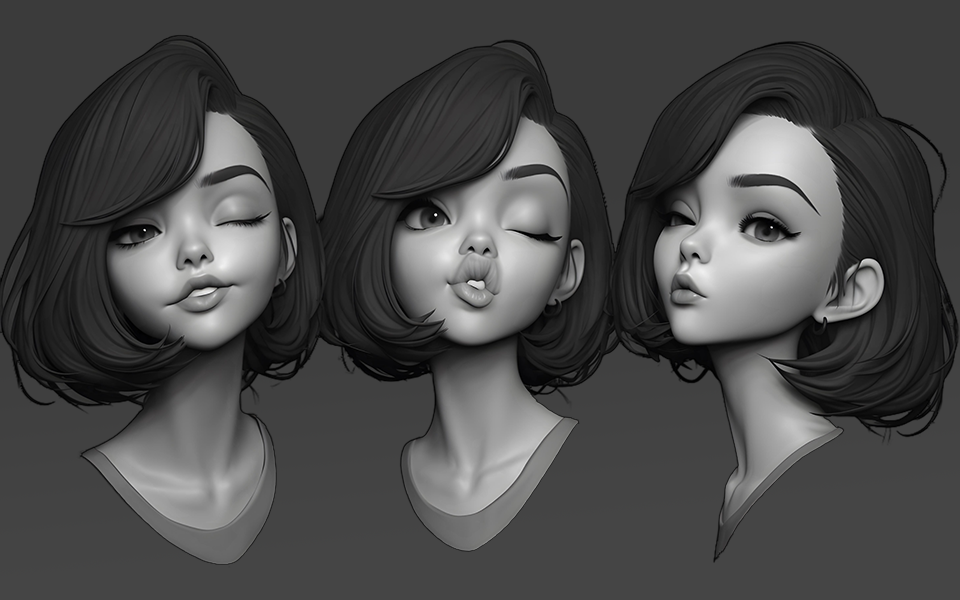 【zbrush手办雕刻】风格化女性角色模型雕刻全流程,零基础教程-适合