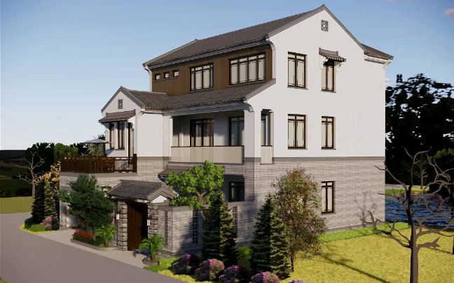 江南风中式别墅,小基地也能出精彩,正所谓是简约而不简单.