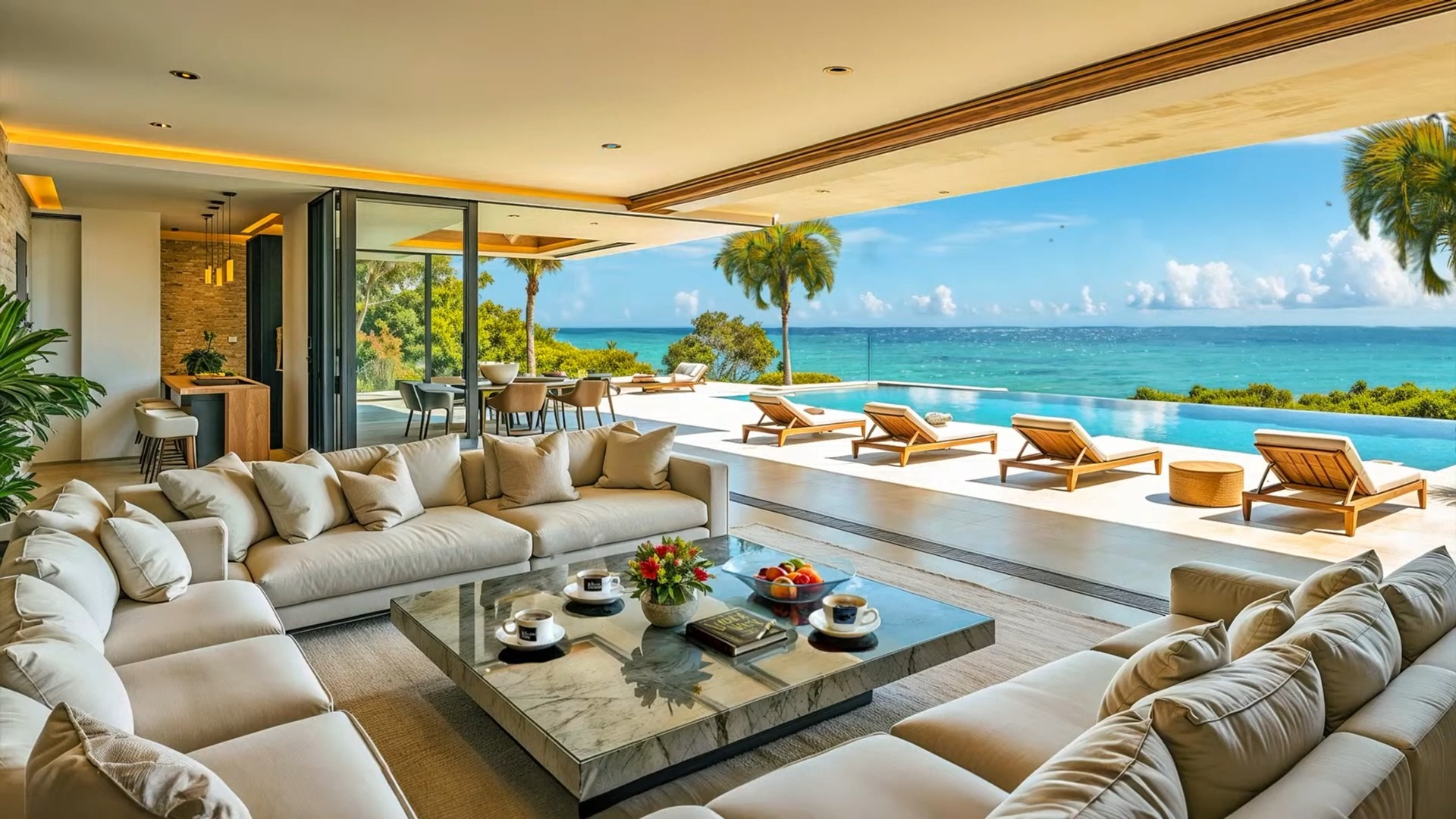 海边别墅晨光美好氛围 ~ 欢快的波萨诺瓦爵士乐与海浪声交织,为心情