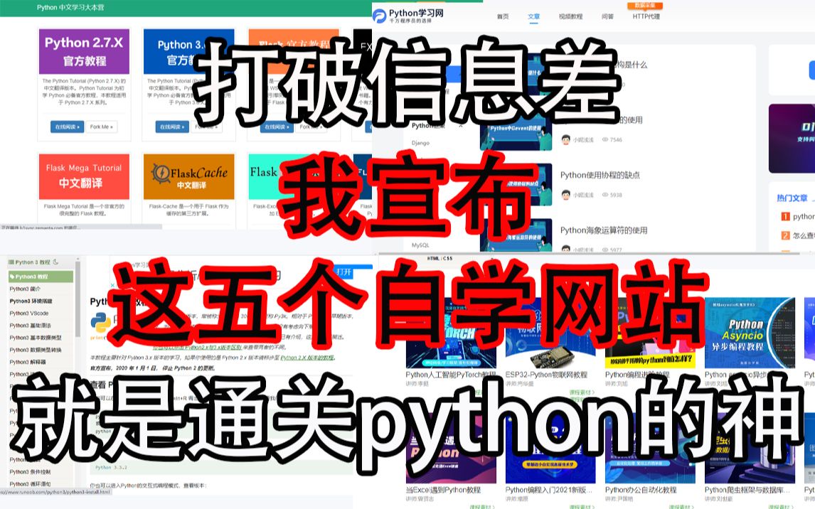 Python学习:打破信息差!五个强大的python自学网站!谁说免费的不好用!哔哩哔哩bilibili