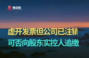 Download Video: 虚开发票公司已注销，可否向股东实控人追缴