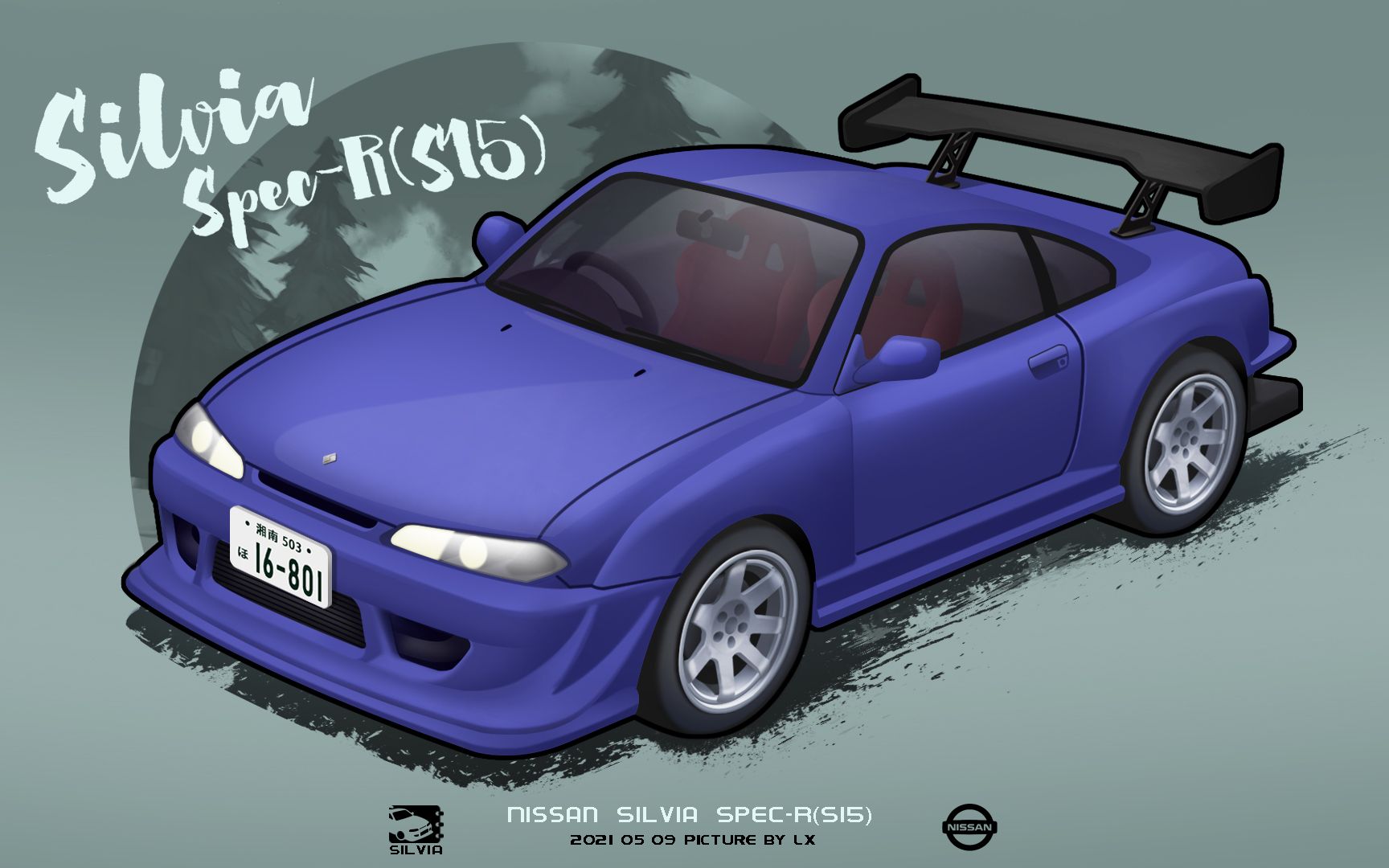 《头文字d》奥山广也座驾 nissan silvia spec-r(s15) 绘制过程_哔哩
