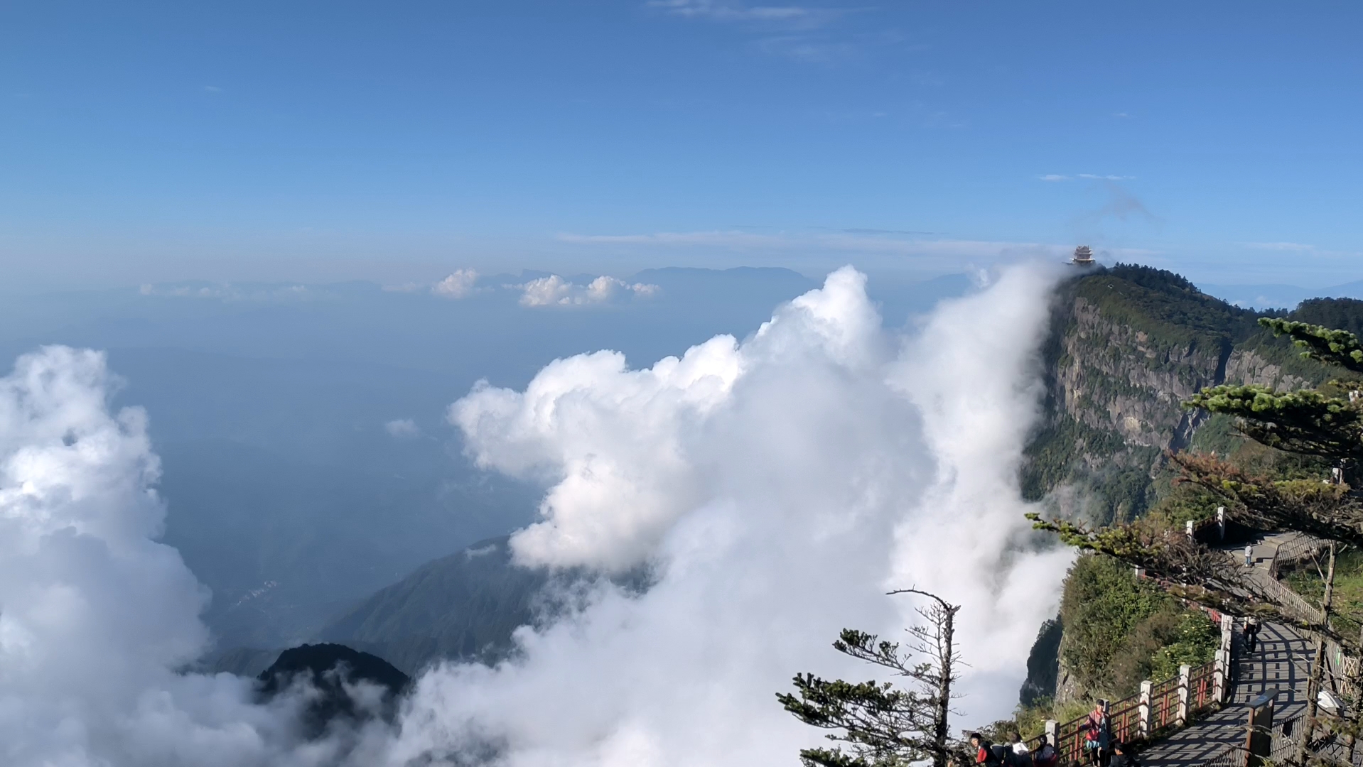 云海跃动:峨眉山晨曦的幸运瞬间