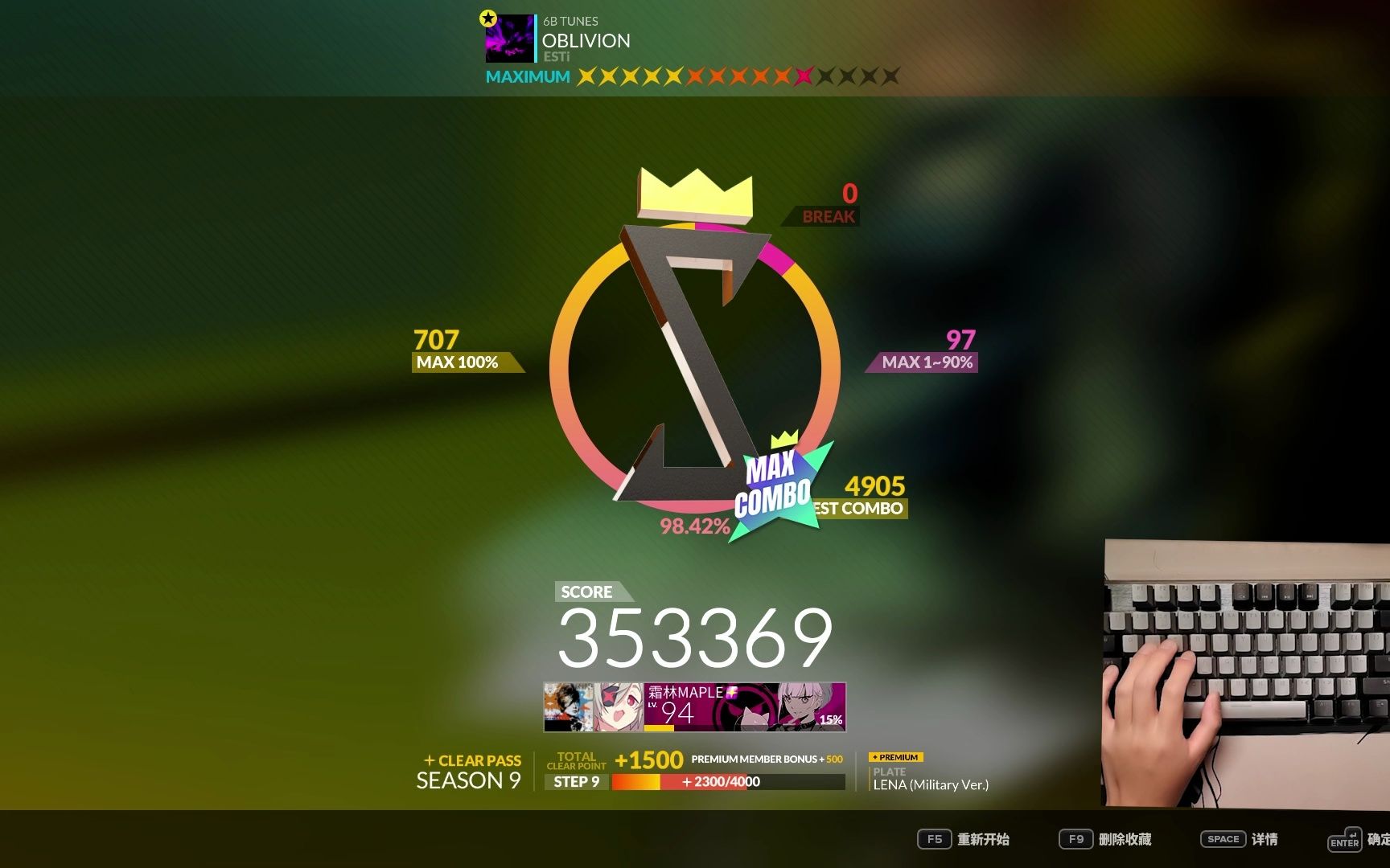 djmax respect v | - oblivion -(maximum)98.42%