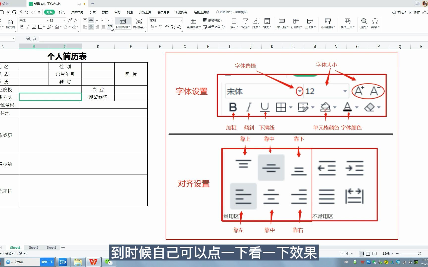 零基础新手小白表格基础05——表格中字体及对齐方式的设置(版本是WPS)哔哩哔哩bilibili