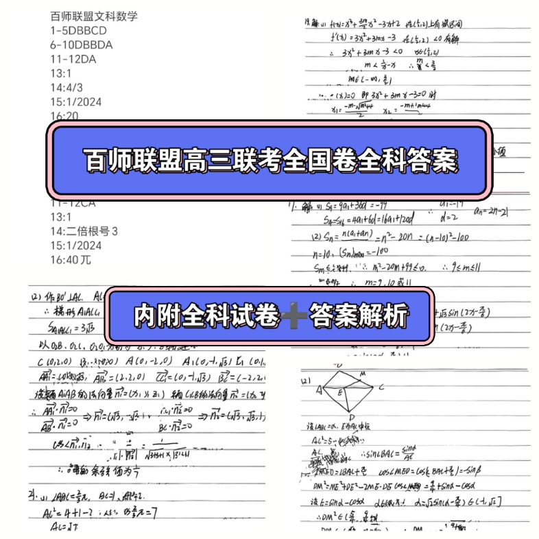 百师联盟2024届高三一轮复习联考三全国卷文理综英语答案