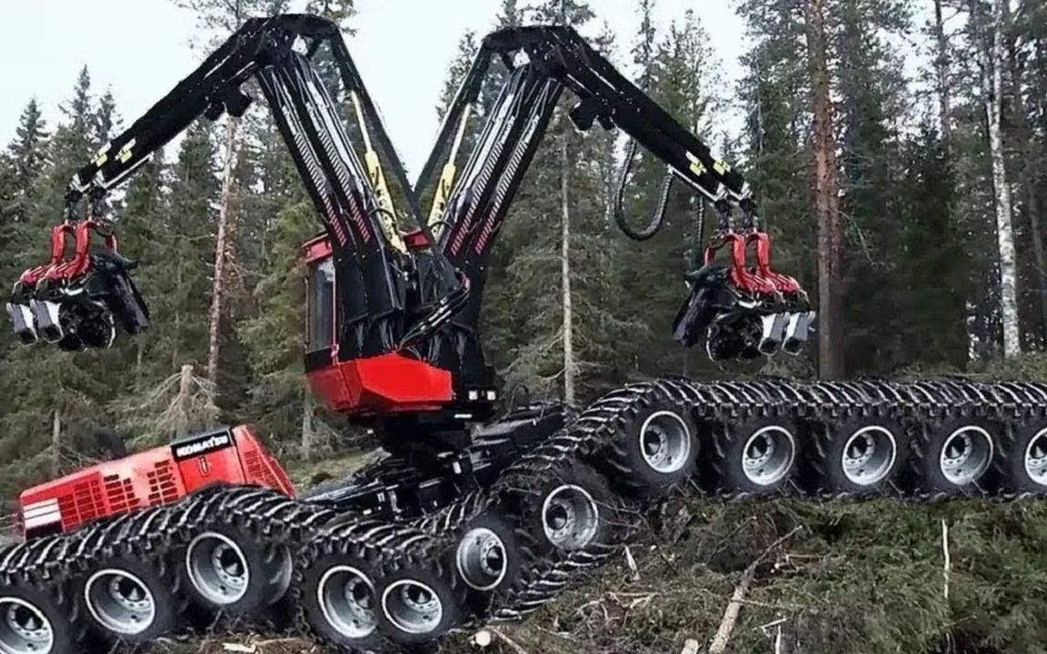 驚人的的砍樹機,重型設備砍樹機