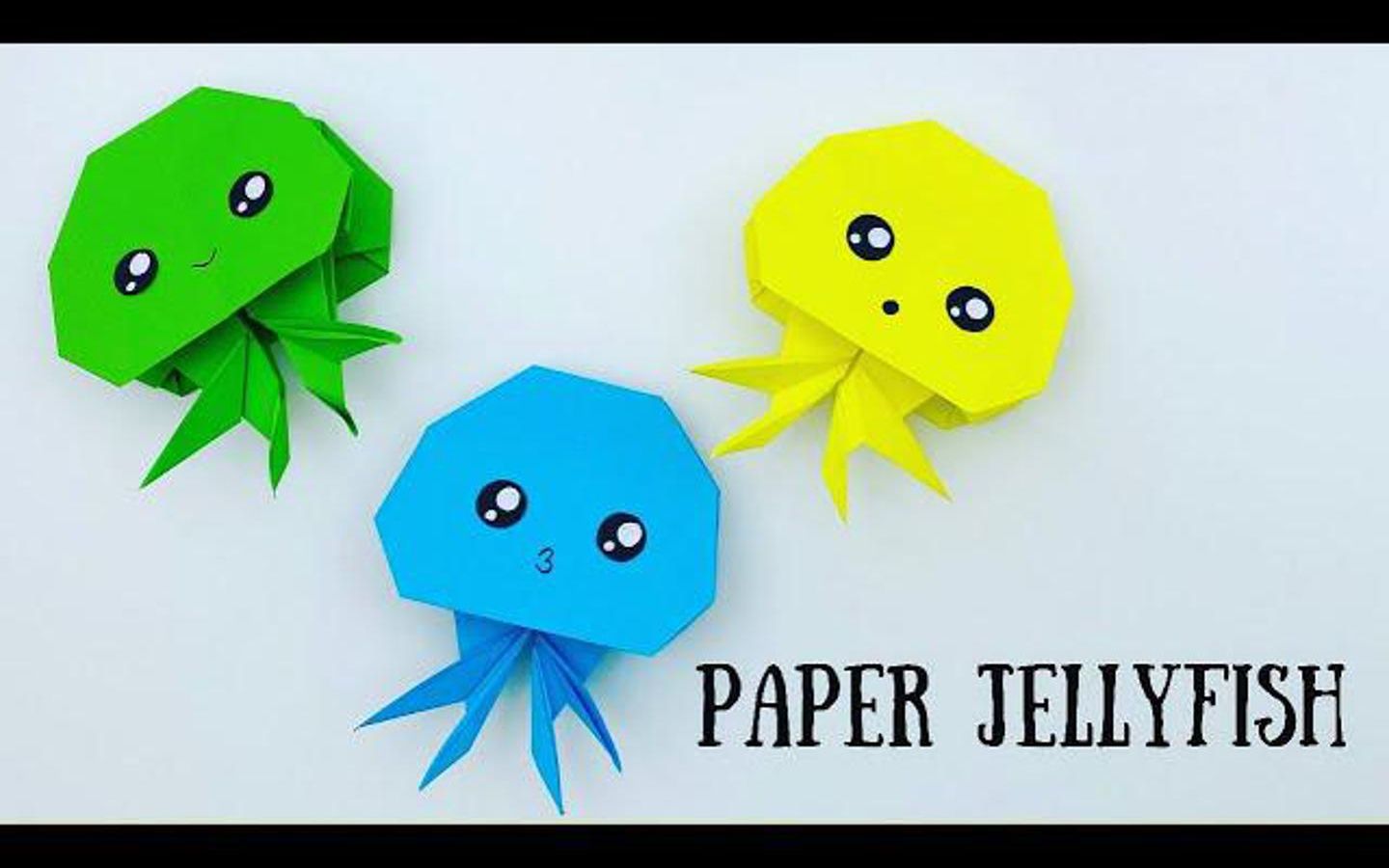 如何为儿童制作简易折纸水母纸工艺品纸工艺品简易儿童工艺品