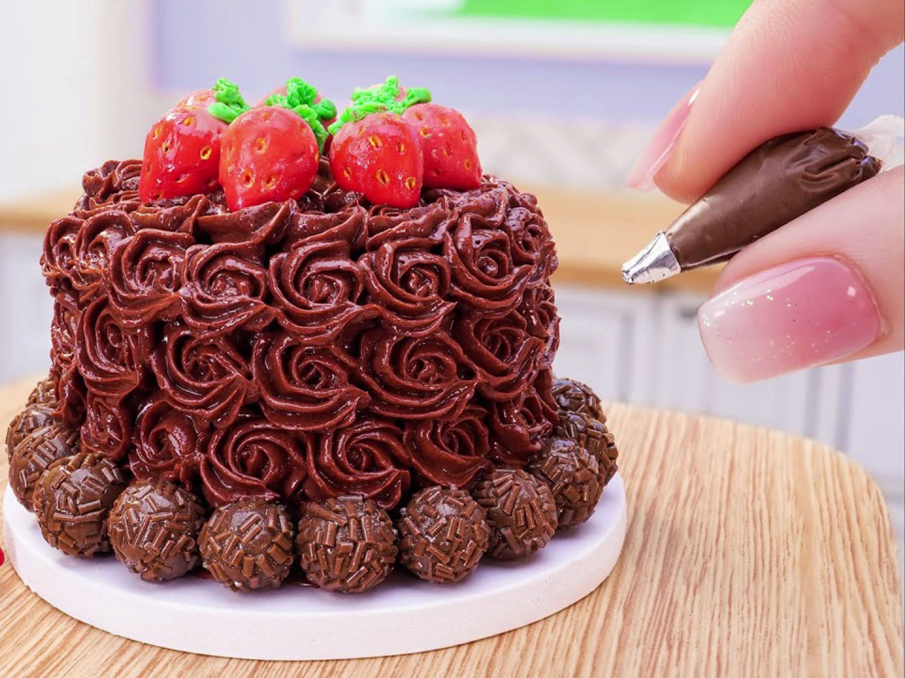 治愈解压迷你厨房:草莓巧克力奶油蛋糕