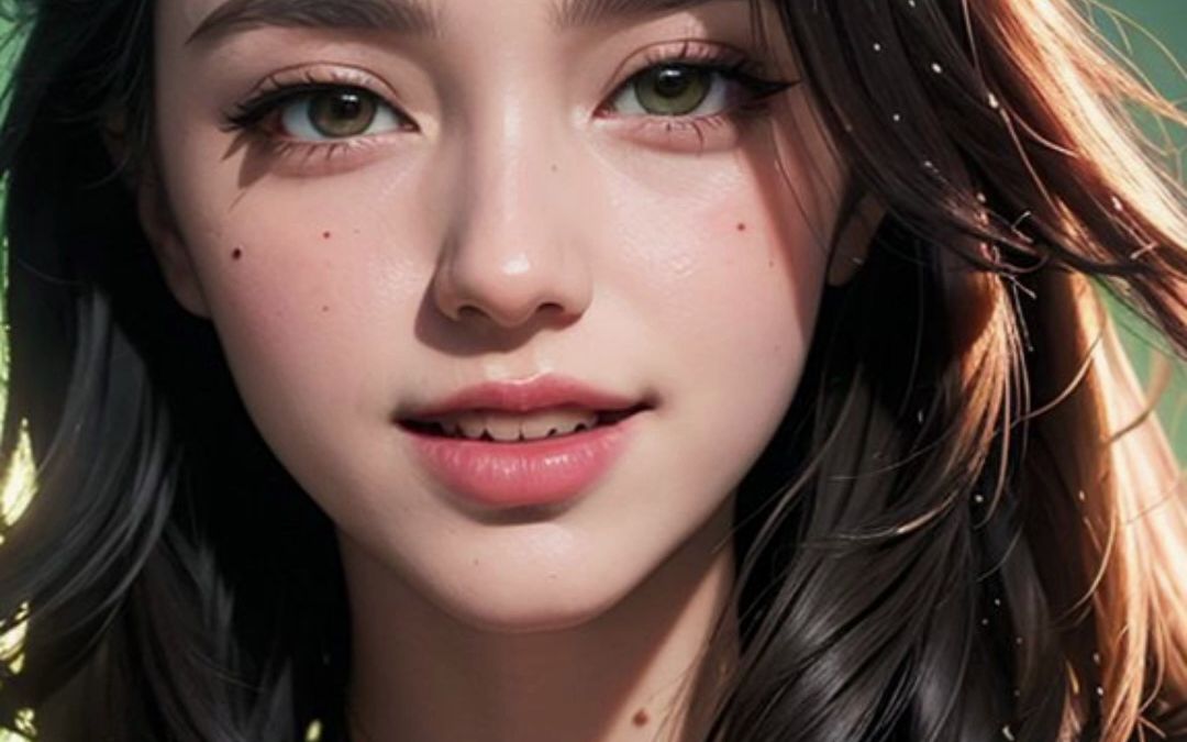 ai画花与少女肖像画