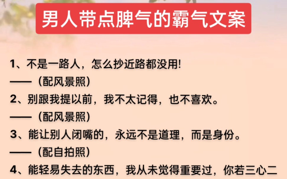 男人带点脾气的霸气文案