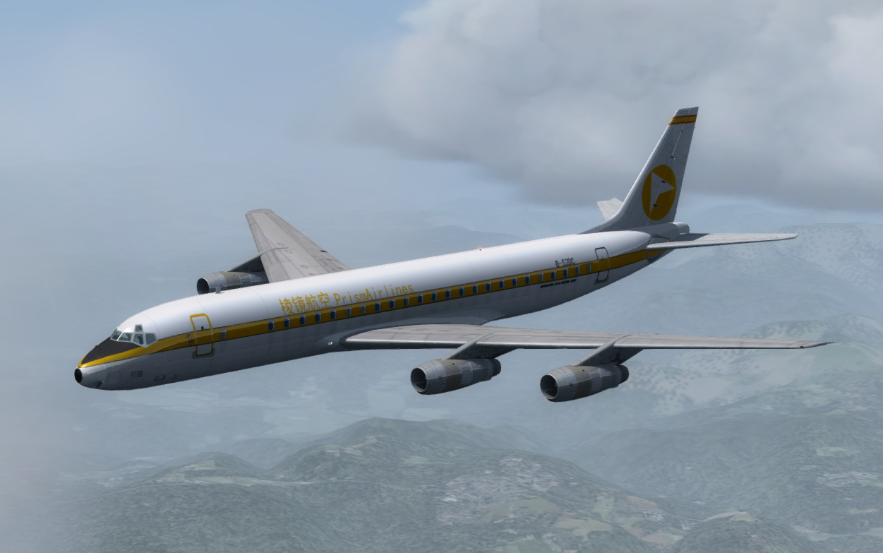 棱镜航空复古涂装dc8在麦道交付中心交付