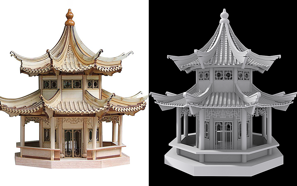 【3dmax】次世代古风亭子模型制作,3d场景建模思路讲解教学