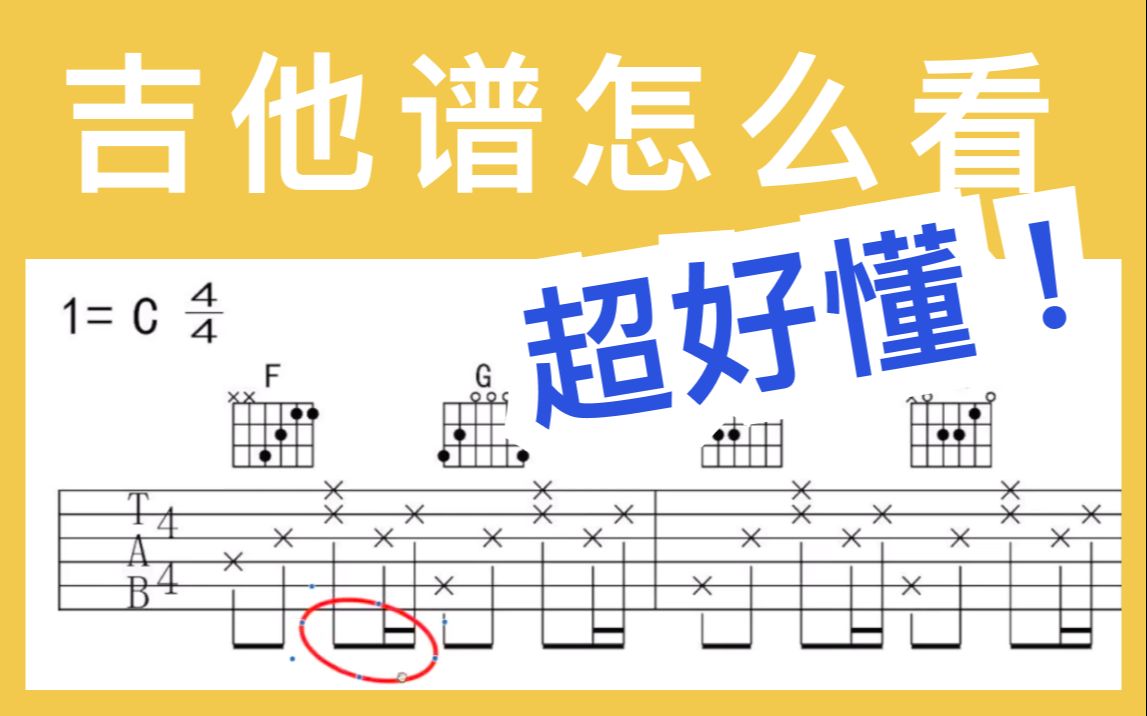 [图]【小白必看】吉他的六线谱怎么看？看完这个视频你就全懂了！