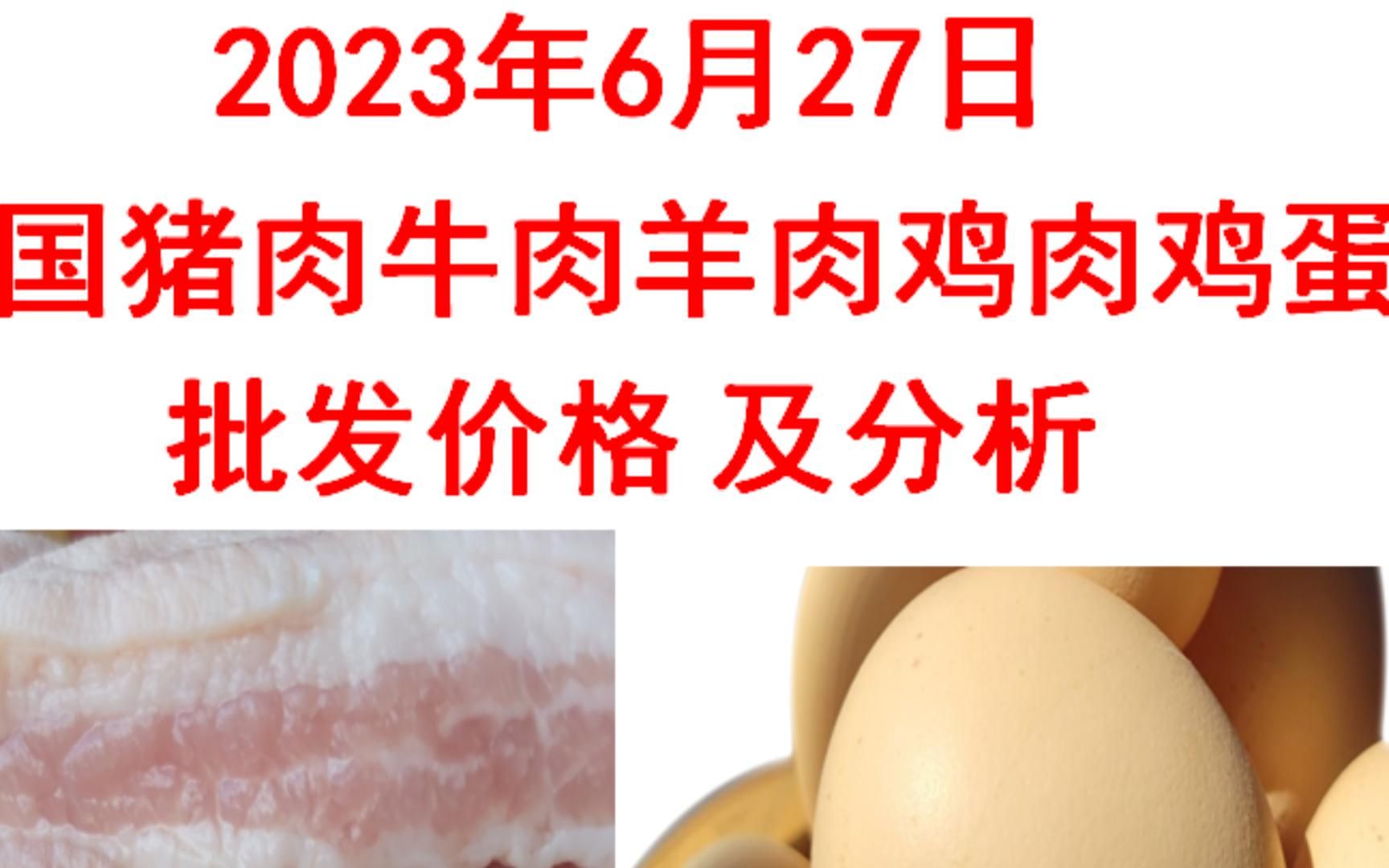 2023年06月27日全国猪肉牛肉羊肉鸡肉鸡蛋批发价格日报走势分析哔哩哔哩bilibili