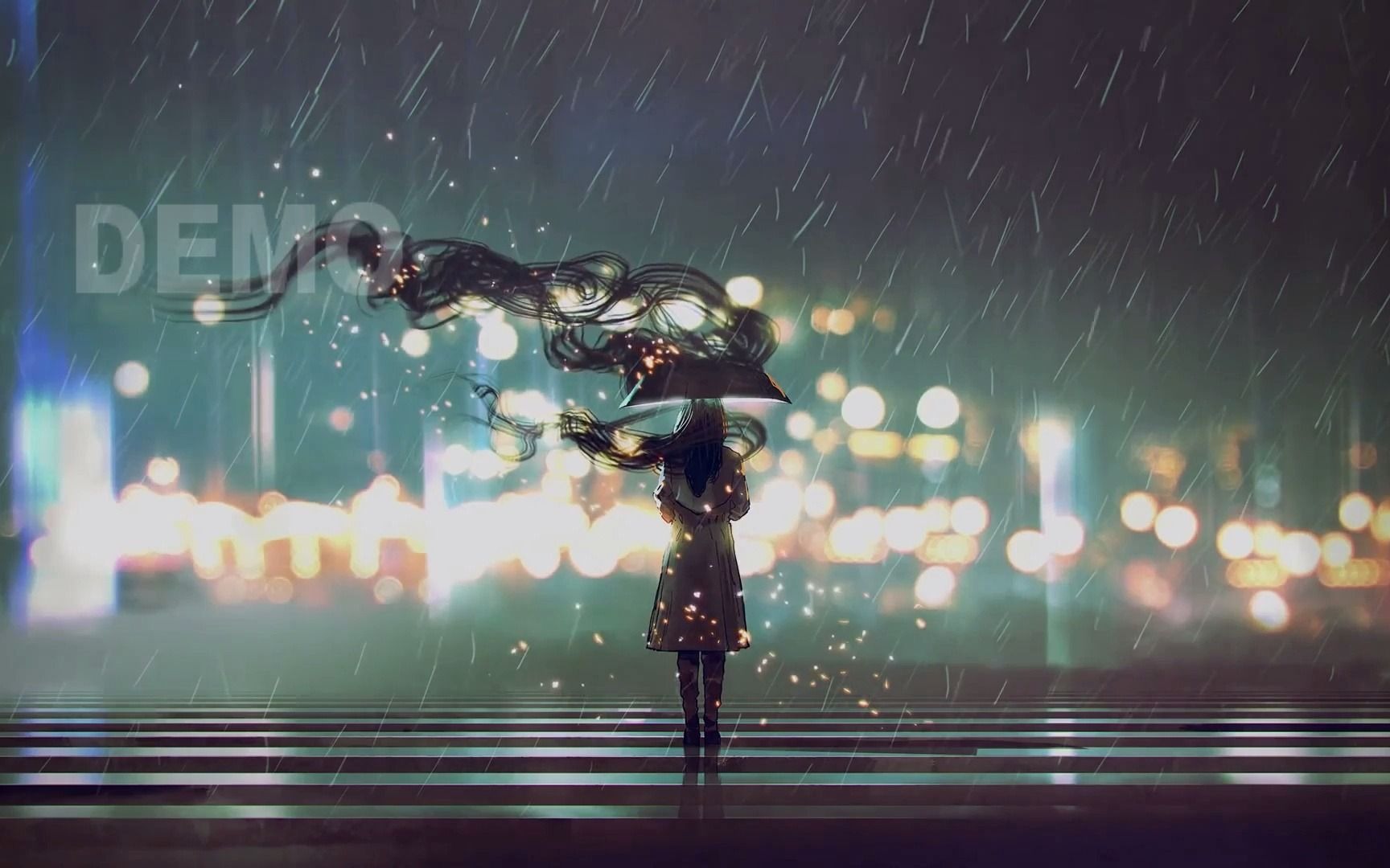 二次元雨中少女壁纸图片