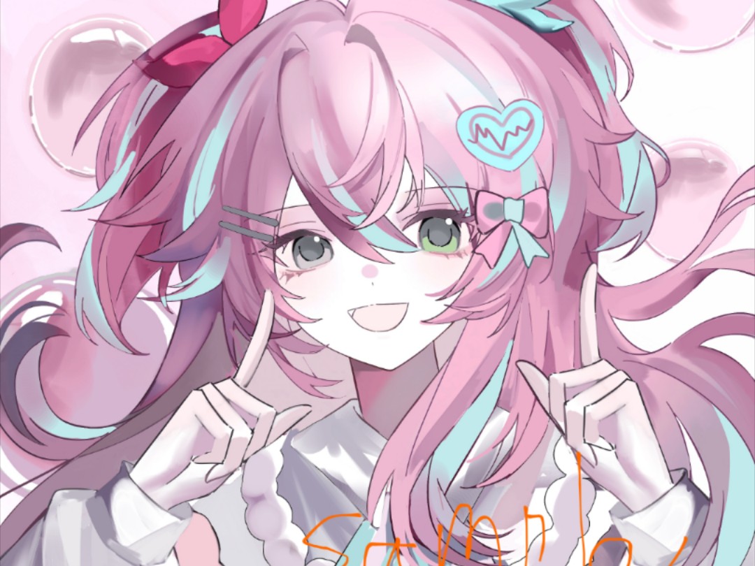 粉发少女的微笑瞬间!