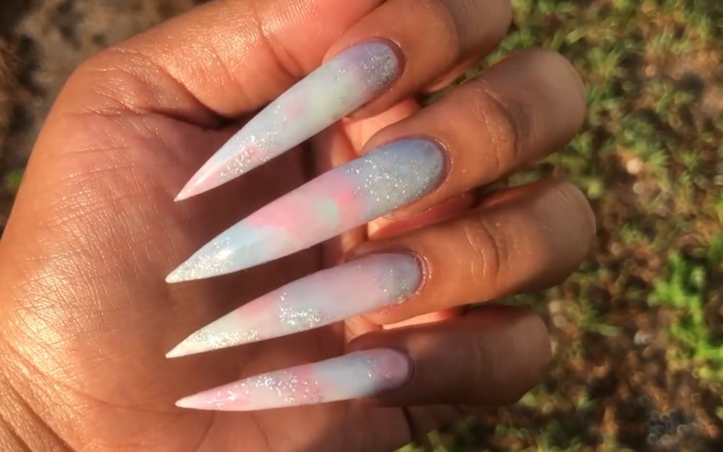 【美甲教程】19年217弹 , 超长水甲粉延长甲(简直生活无法自理)_哔哩