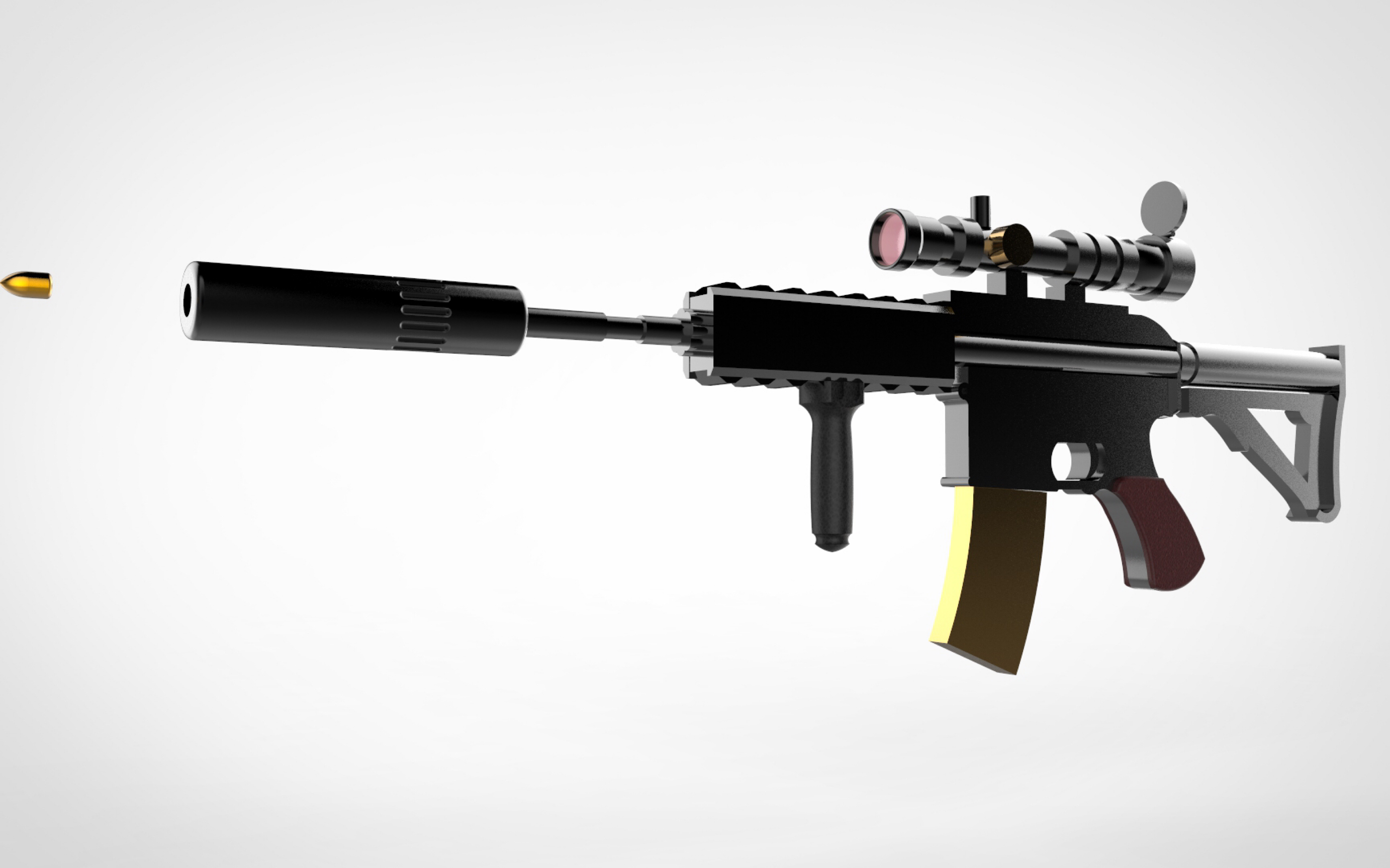 0简单绝地求生m416突击步枪带着8倍镜和消音_哔哩哔哩_bilibili