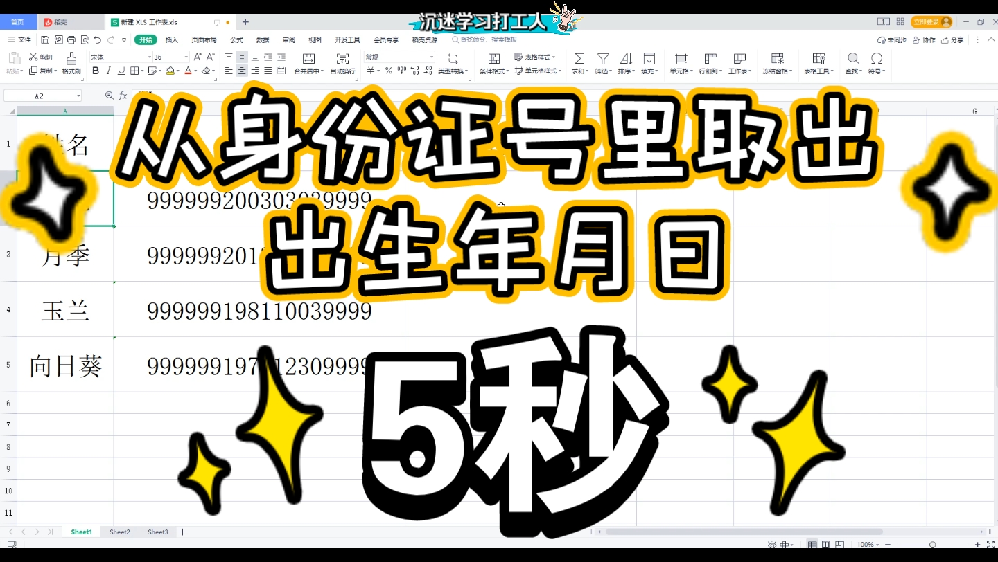 从身份证号里取出出生日期,并且转换成标准日期格式,MID函数text函数,函数组合,WPS office excel哔哩哔哩bilibili