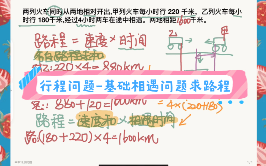 [图]【四年级】行程问题-基础相遇问题求路程