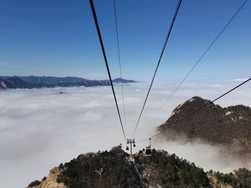 乘華山西峰索道一鏡到底#峰景西邊更好_嗶哩嗶哩_bilibili