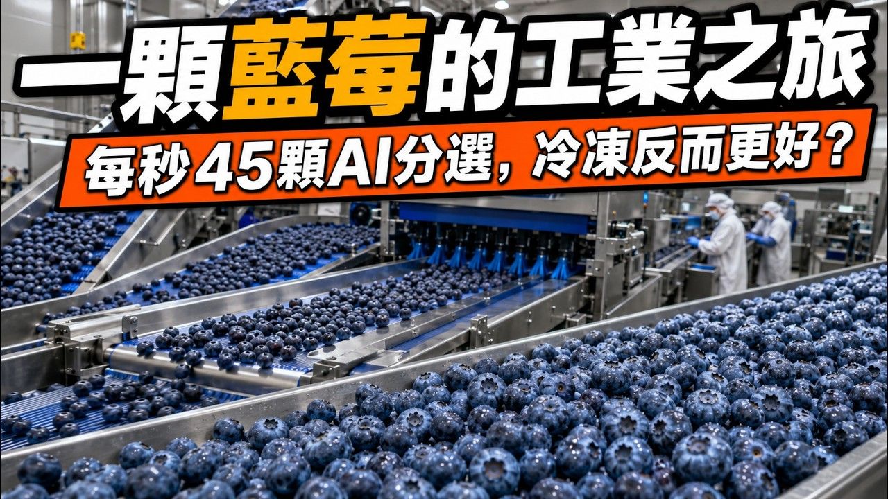 蓝莓其实没有蓝色色素？每秒45颗AI扫描甜度、传送带落差仅半英寸，冷冻蓝莓反而可能比鲜果更值得买【超级后厨】