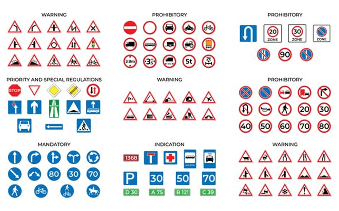 ae模板-公路路牌 教学学车路标 转弯 限速 指示