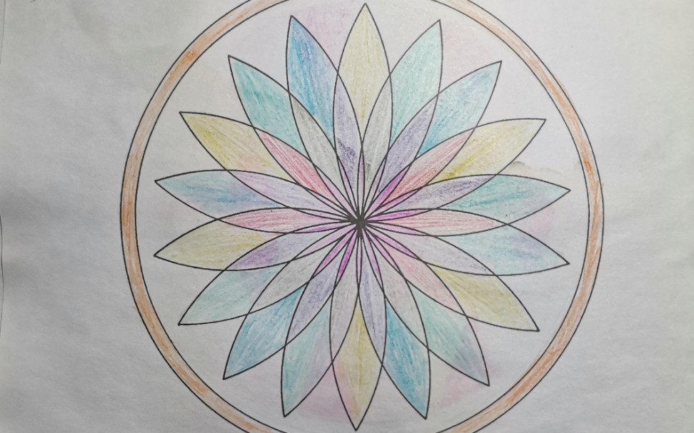 【彩铅涂色】曼陀罗图形上色过程