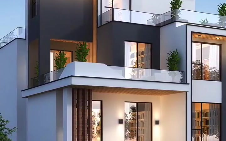 现代风自建三层别墅,超大落地窗,爱了爱了农村自建房