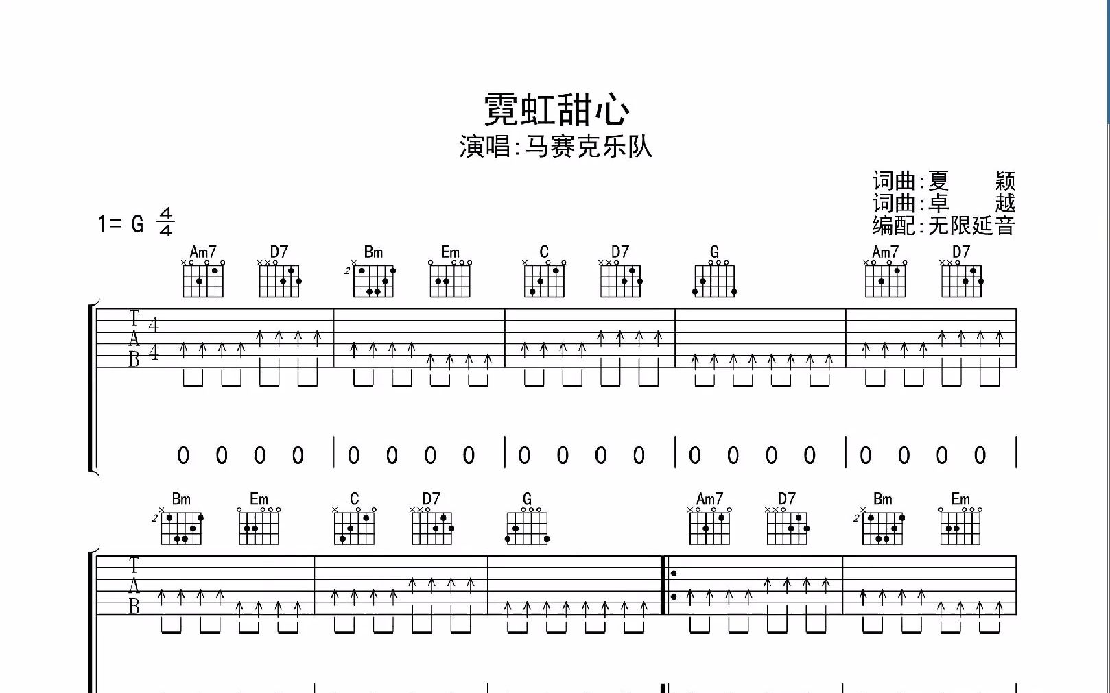 霓虹甜心,吉他谱,动态吉他谱,吉他弹唱谱,无限延音吉他