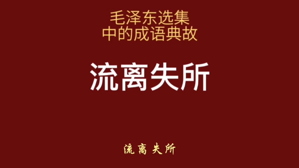 《毛泽东选集》中的成语典故“流离失所”哔哩哔哩bilibili