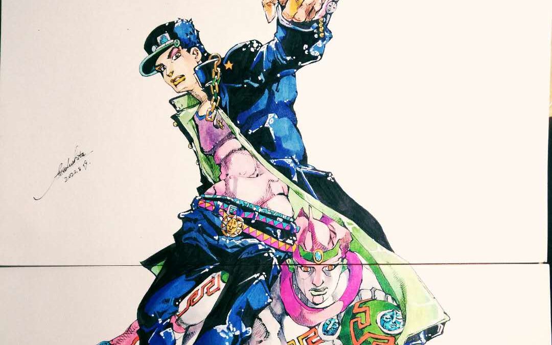 临摹荒木飞吕彦的原画空条承太郎和白金之星重置