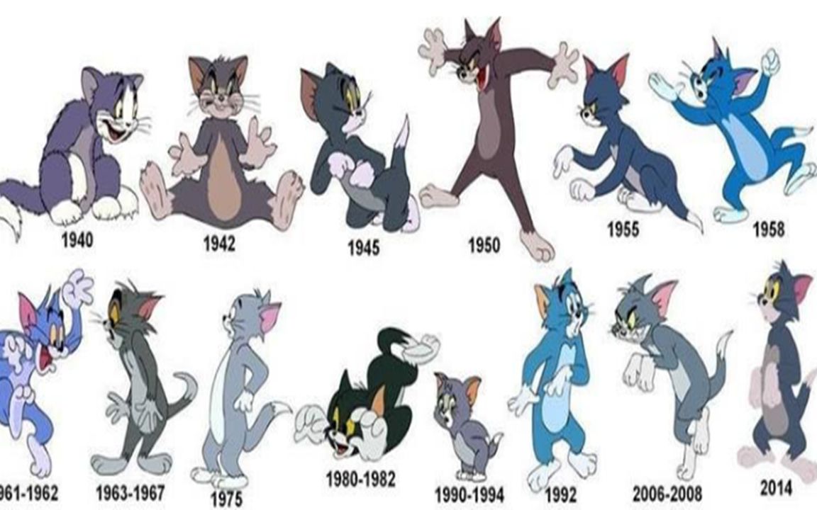 猫和老鼠:汤姆80年间的形象演变史,足足换了14种形象!