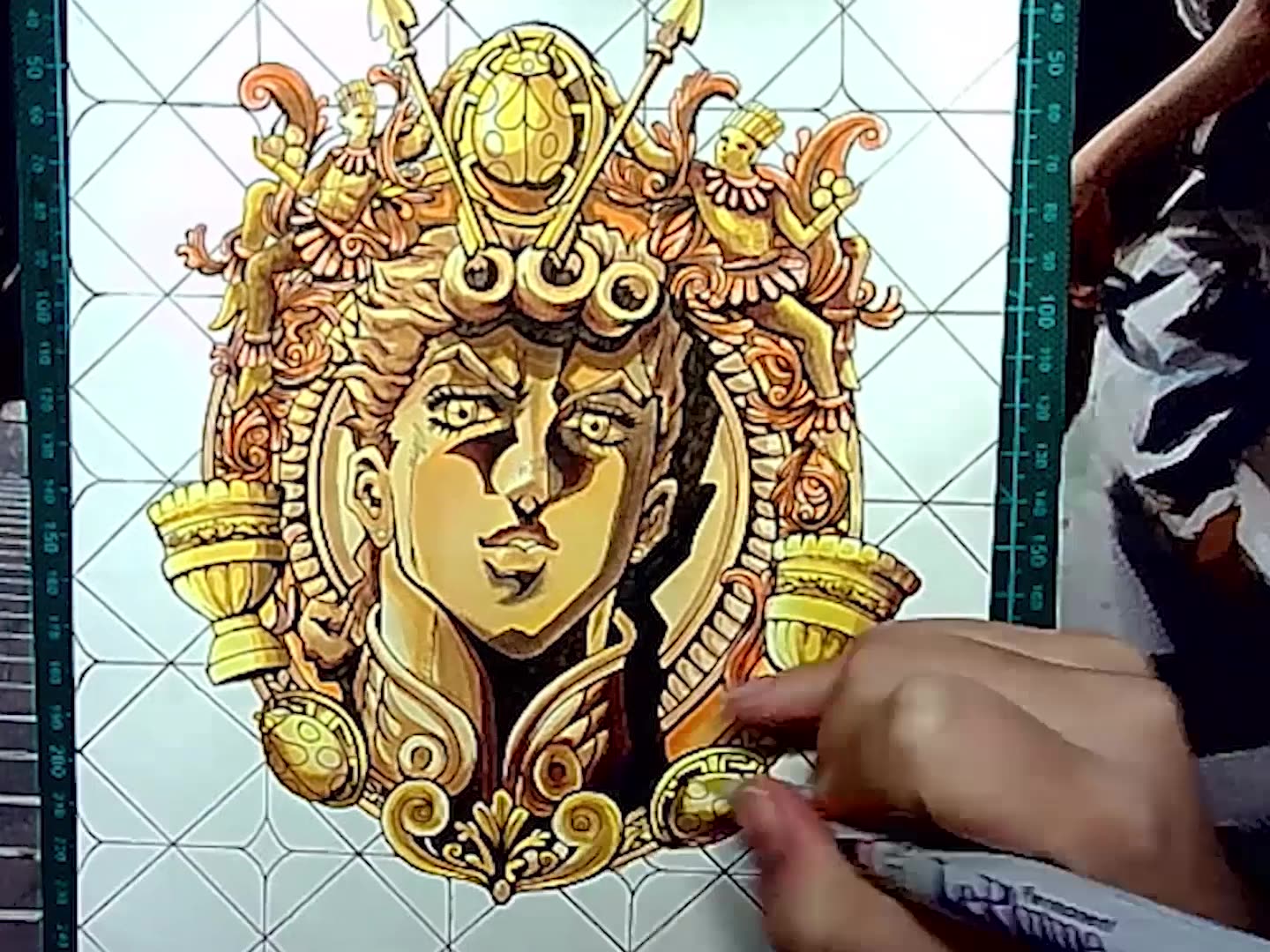 jojo的奇妙冒险教你如何用马克笔画出一只黄金jojo