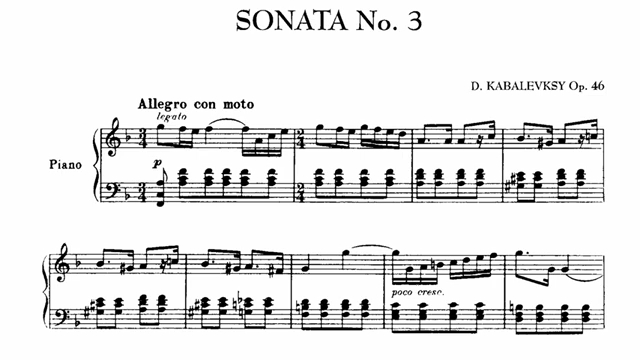 [图]【卡巴列夫斯基】F大调第三钢琴奏鸣曲 Dmitry Kabalevsky - Piano Sonata No. 3 in F Major, Op. 46