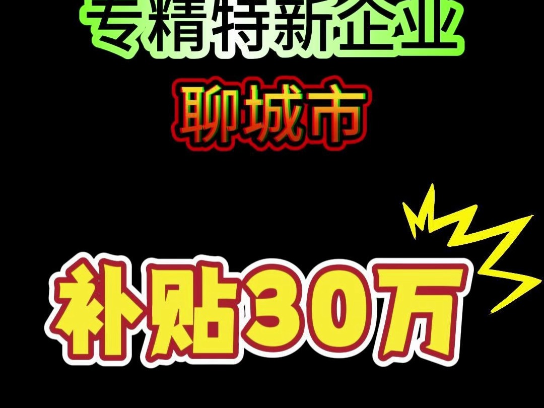 山东省专精特新企业聊城市补贴30万!哔哩哔哩bilibili