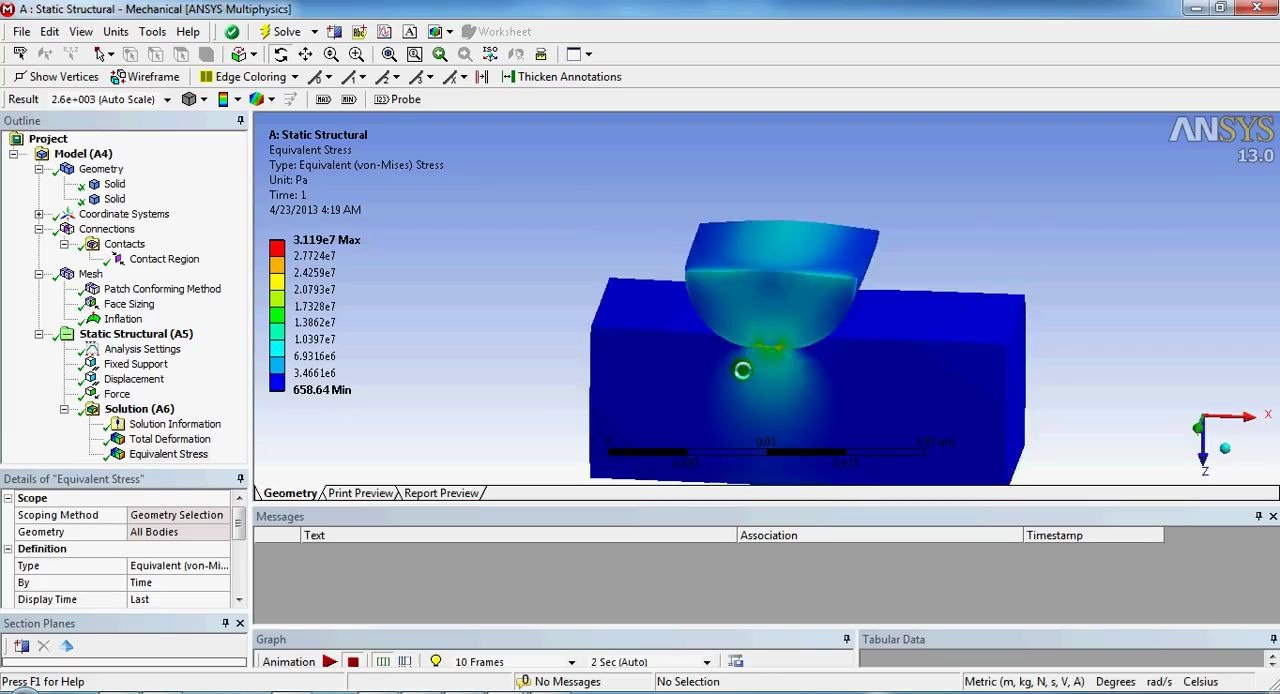 [图]仿真案例视频系列 | ANSYS 赫兹接触应力分析